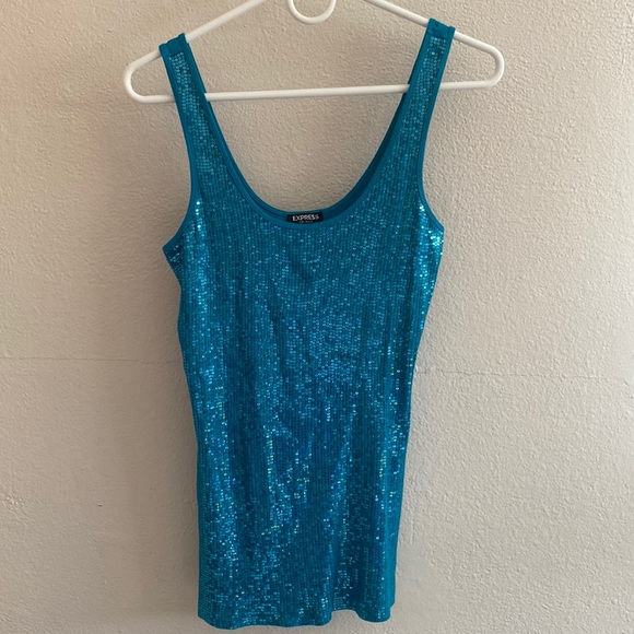 Express Tops - Sparkly blue tank top